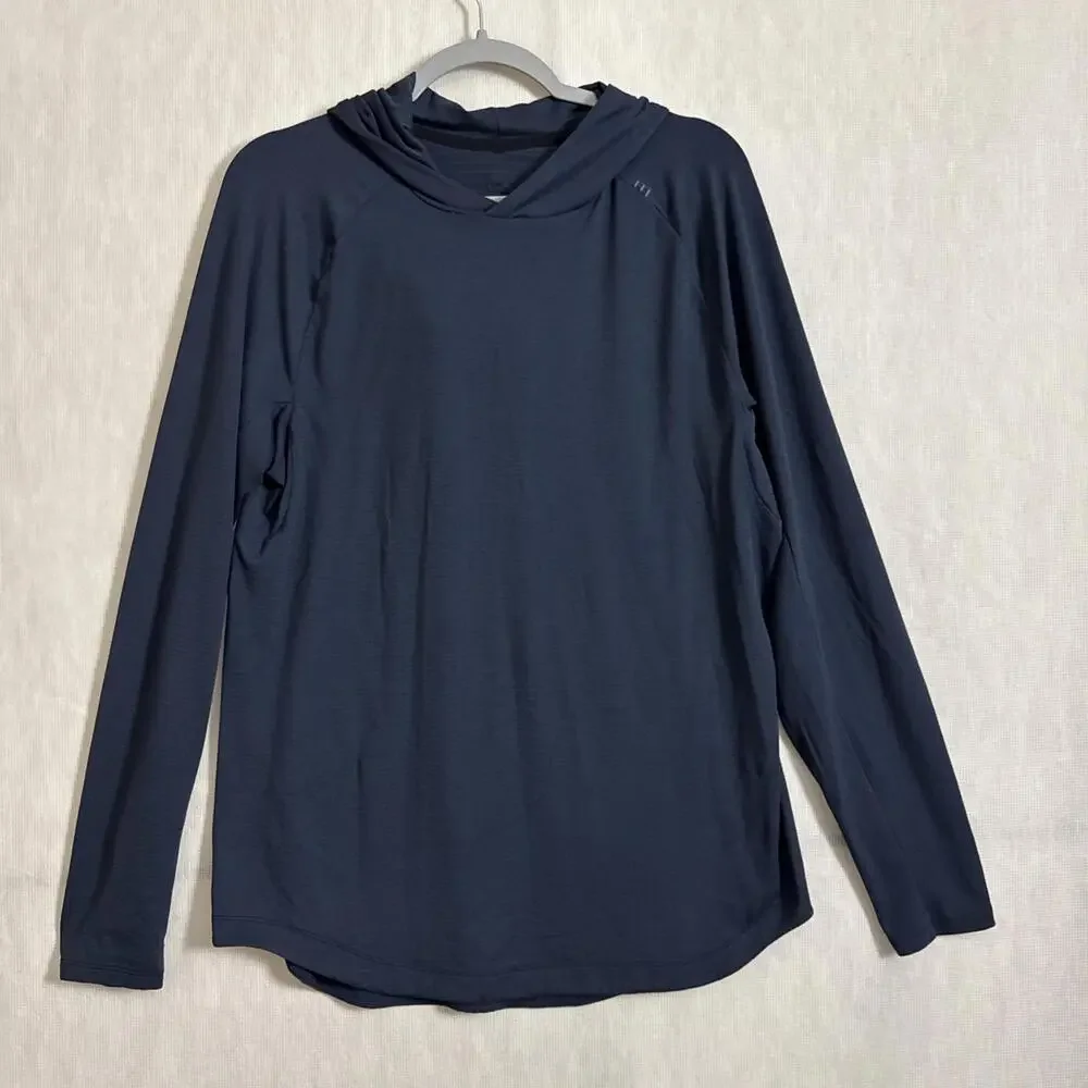 Lululemon Men's Size Large Dark Blue Long Sleeve License To Train Hooded Shirt